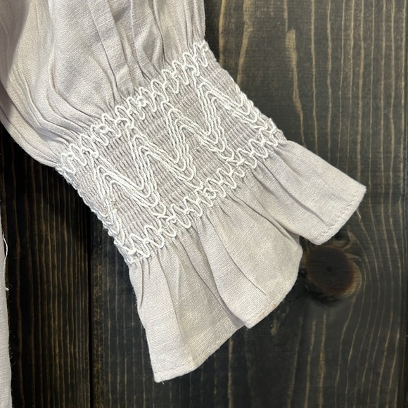 Anthropologie HD in Paris Off Shoulder Mini Dress XS Lace Appliques Smocked Boho - Picture 6 of 12